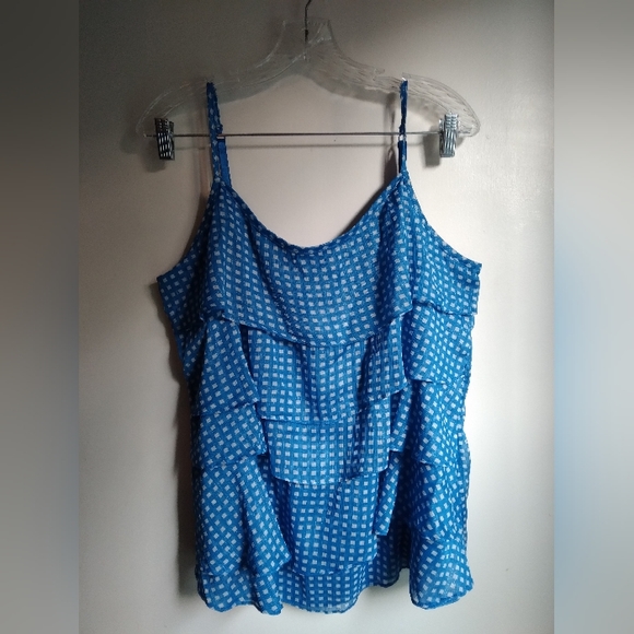 💚 NWOT Blue ruffle gingham top - Picture 2 of 11